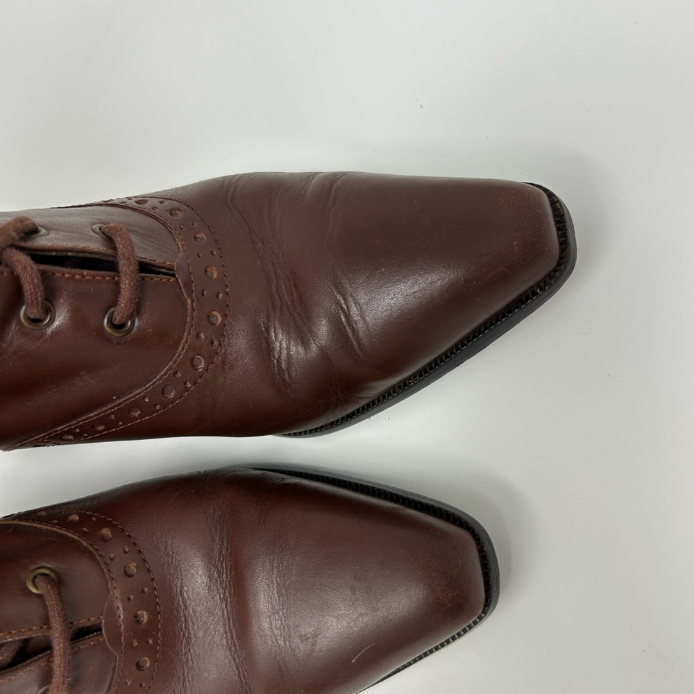 Apostrophe Brown Genuine Leather Lace-Up Ankle Boots - Picture 3 of 7